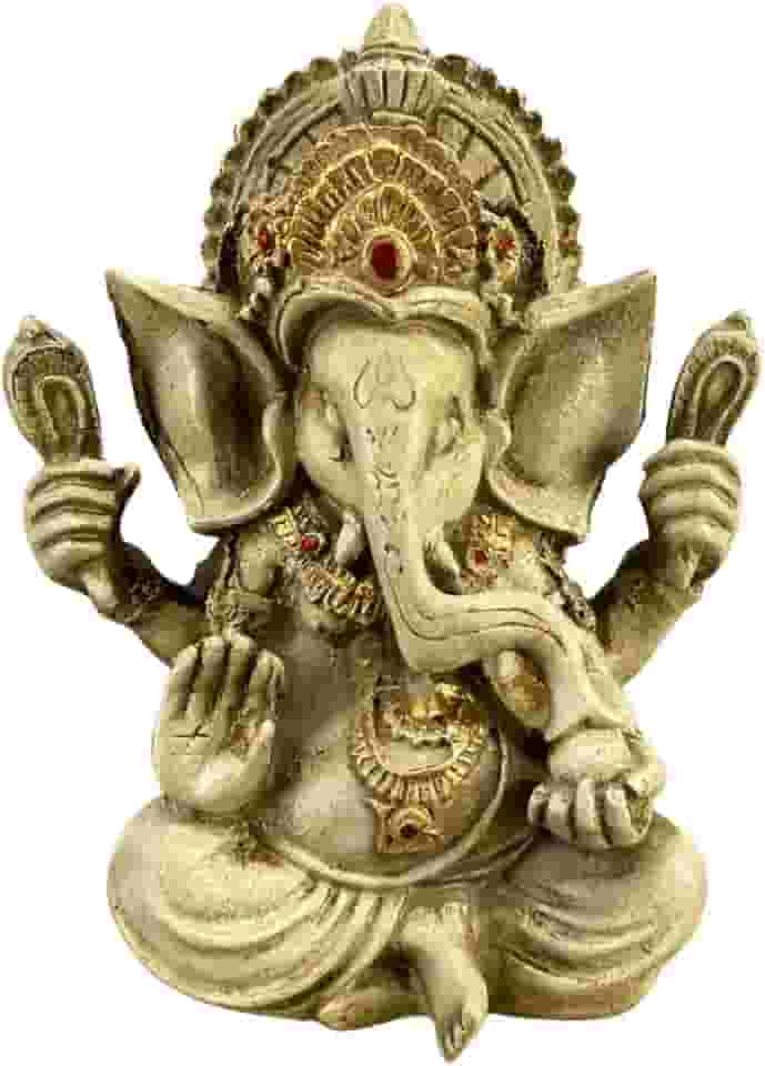 Estatueta Estátua Decorativa Lord Ganesha em Resina Enfeite decorativo Prosperidade e Fortuna Meditação Yoga