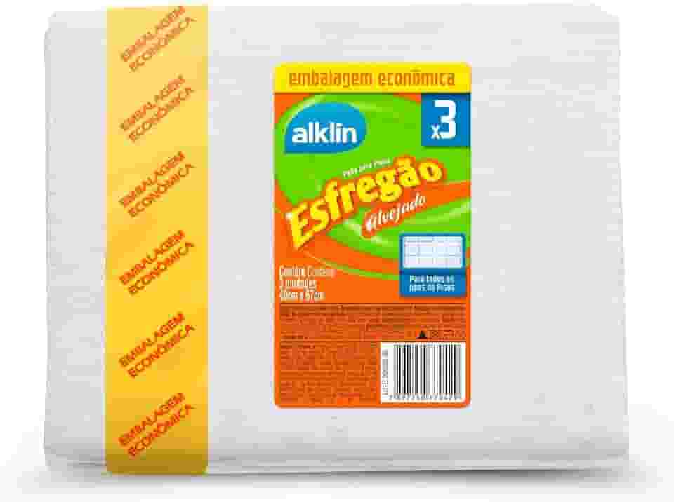 Pano Chão Esfregão Alvejado 40 X 67 Com 3 Unidades, Alklin