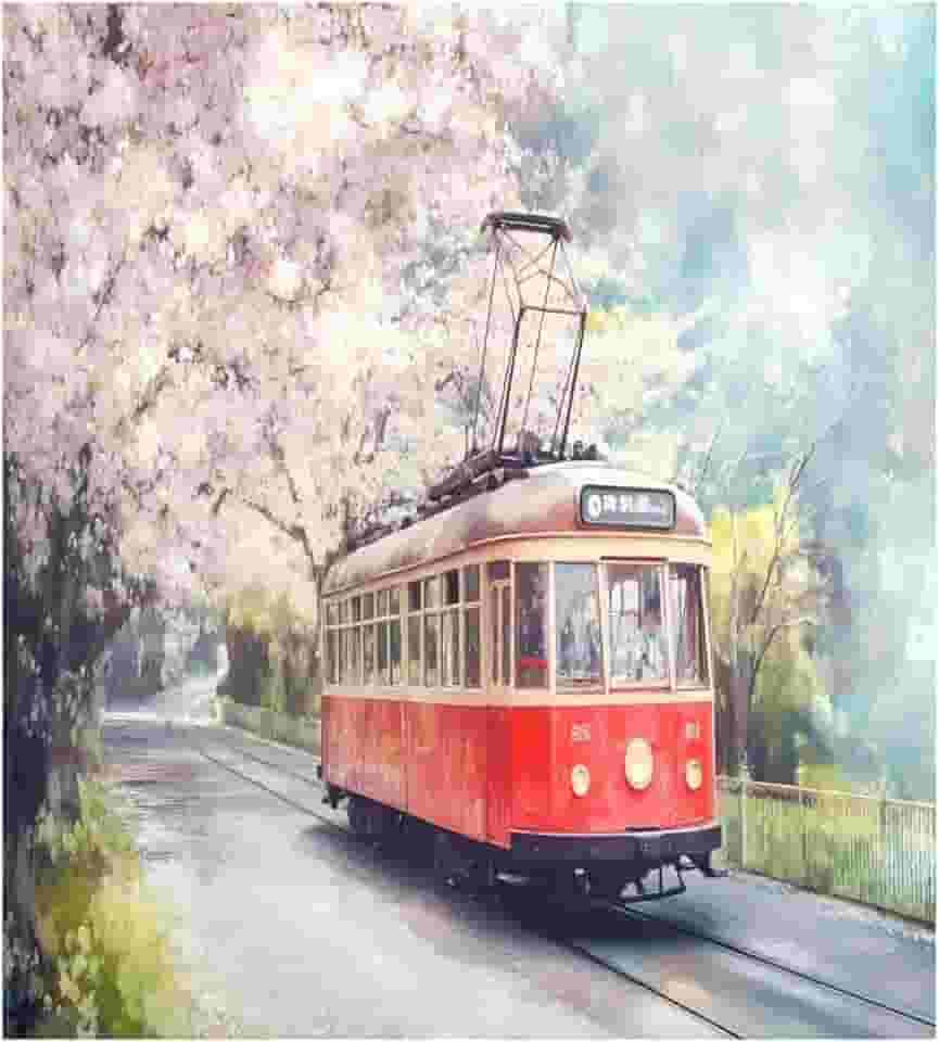Adesivo magnético reutilizável para geladeira Spring Tram Pink 58 x 66 cm