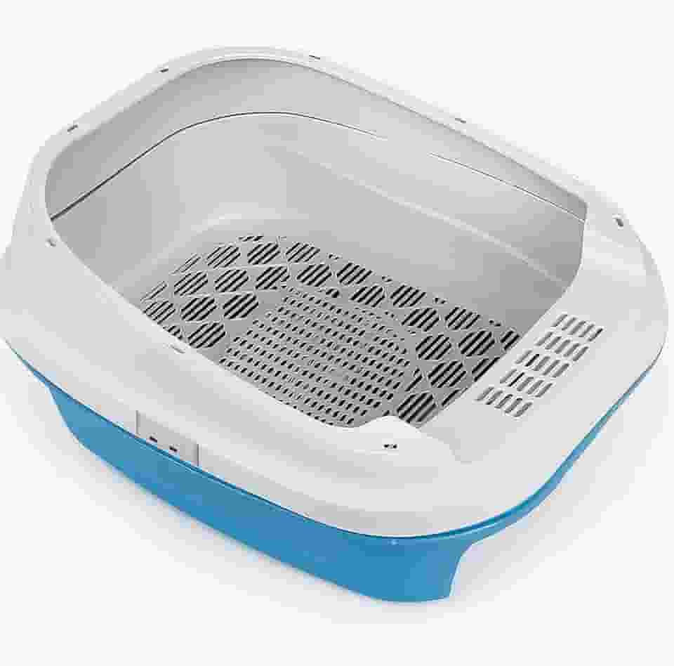 Bandeja Furba Caixa de Areia Gato Lillos Pet - Sistema Peneira, Limpeza Facil e Higienica (Azul)