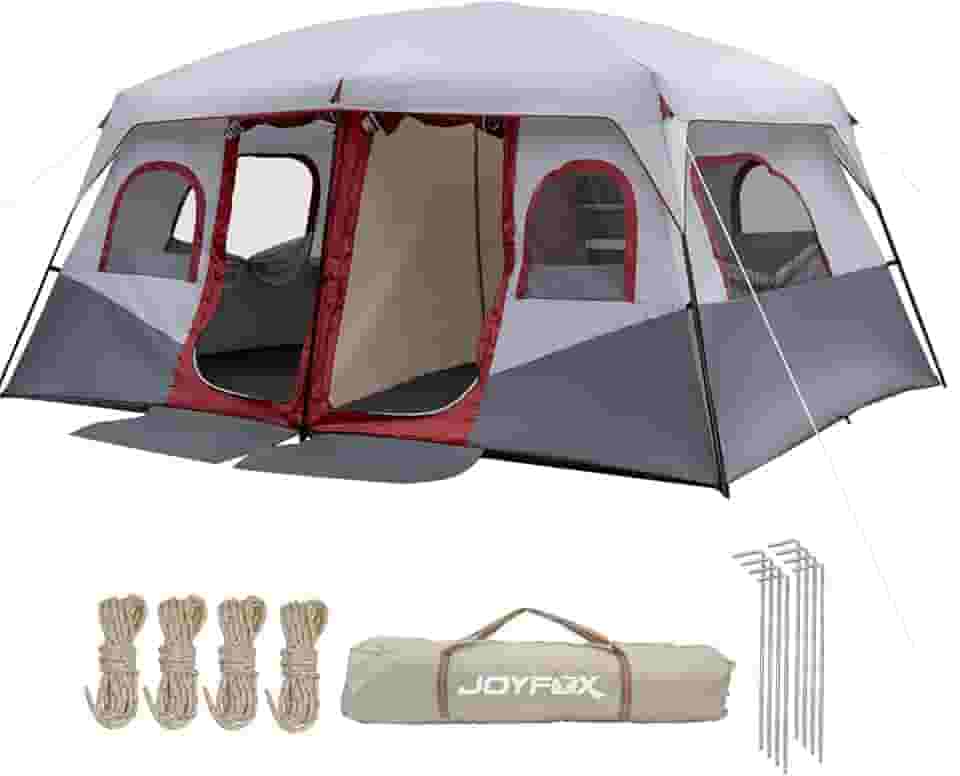 Barraca Camping Família Acampamento 8 10 Pessoas com Grande Varanda, 2 Quartos 1 Sala de Estar, Tenda Família à Prova D'água