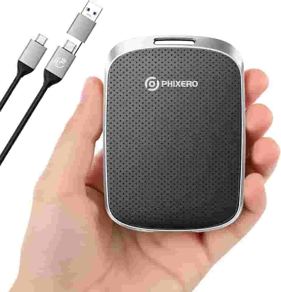 PHIXERO SSD externo portátil de 128 GB até 550 MB/s, USB 3.2 geração 2 USB C para C e A para smartphone/tablet/PC/laptop/câmera (preto)