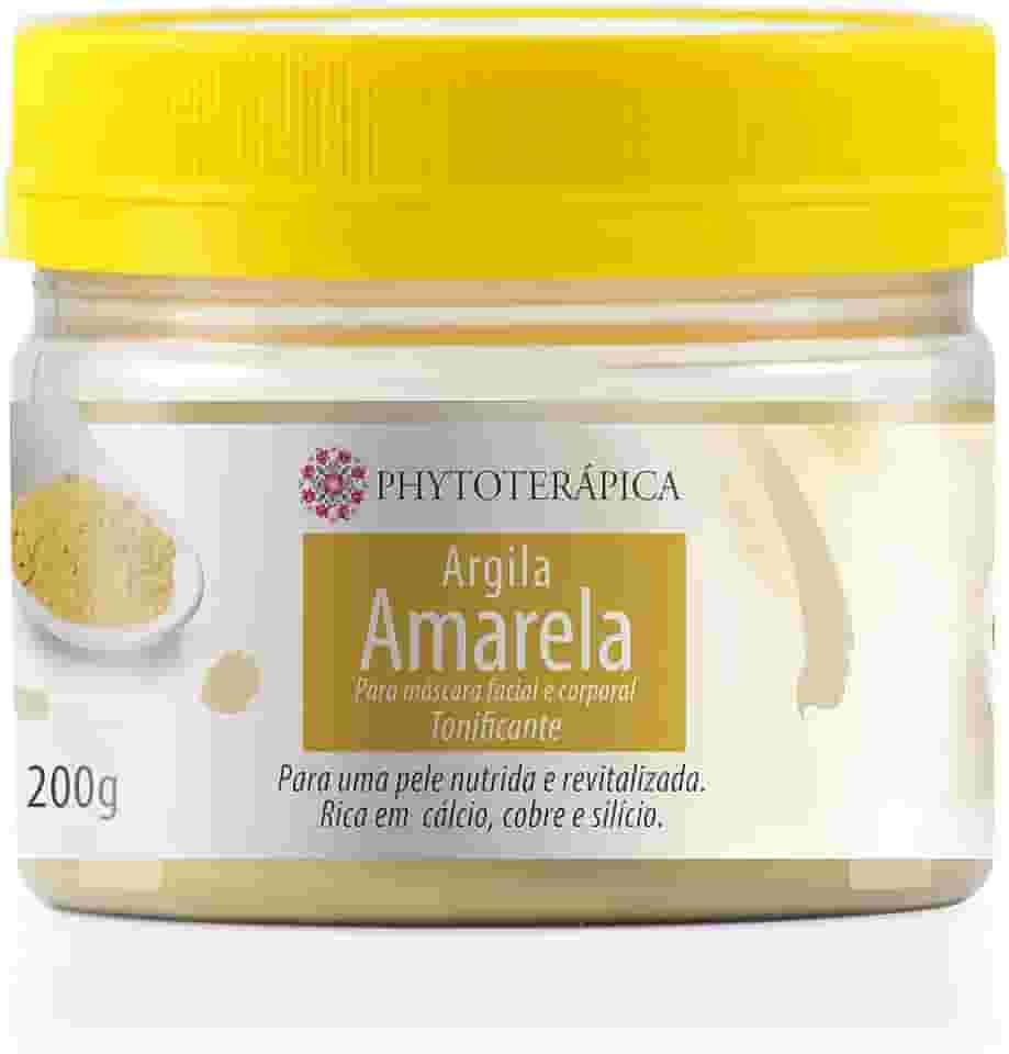 PHYTOTERAPICA- Argila Amarela -Aromaterapia -Máscara facial e corporal -Para pele nutrida e revitalizada, elimina resíduos, previne o envelhecimento precoce e auxilia na remoção de mancha solar - 200g