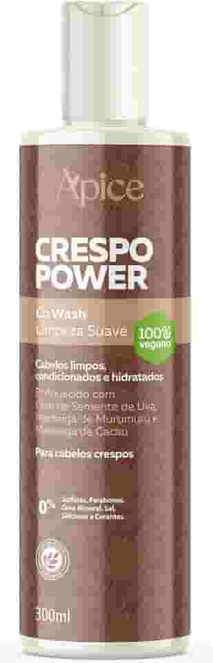 Ápice Co Wash Limpeza Suave Crespo Power | Limpeza Condicionante com Óleo de Semente de Uva e Manteigas Vegetais para Cabelos Crespos | 300ml