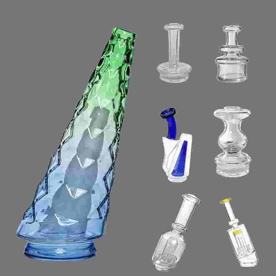 Base de vidro para narguilé – Vaso de água de substituição para cachimbo de água padrão (azul-verde)