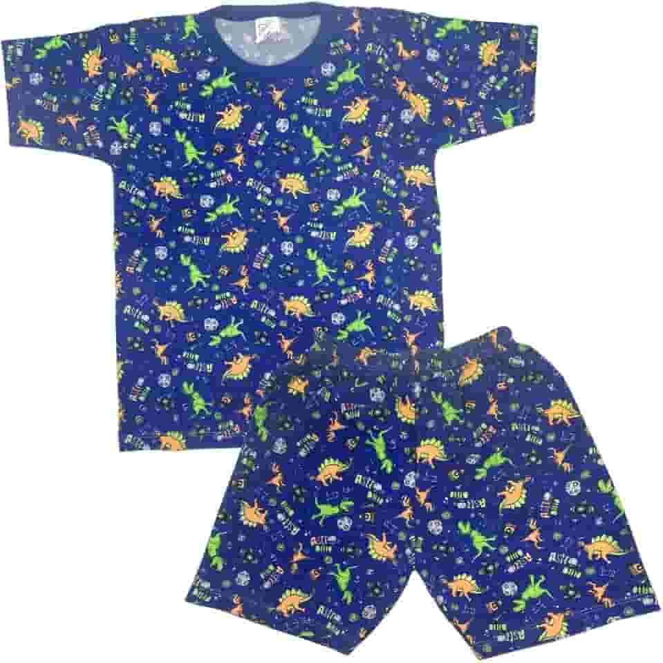 Pijama Infantil Menino a Juvenil de 1-16 anos - Conjunto Camiseta e Bermuda - MM Verão Masculino