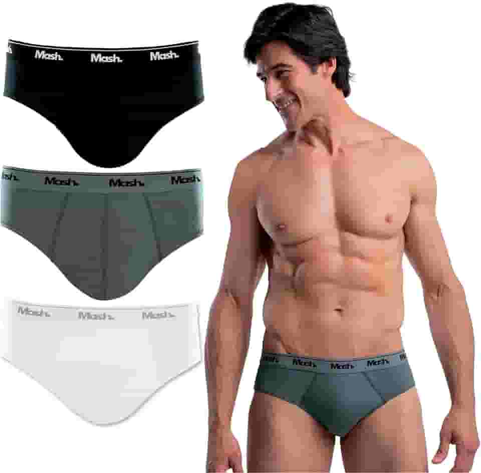 Kit 3 Cuecas Slip Algodão Elástico Boxer Mash Algodão Masculino Adulto