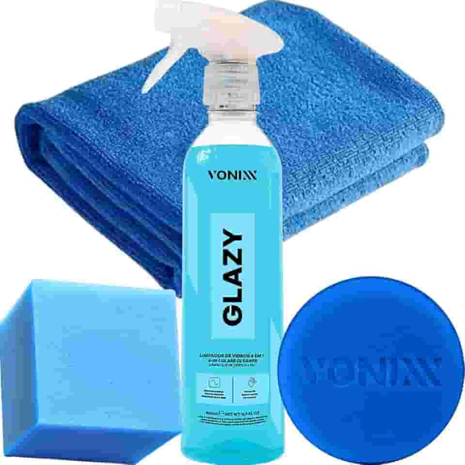 Glazy 500ml Vonixx Limpador Restaurador Vidros 4 Em 1 Redutor Atrito Pano 40x40 Js Aplicador de Espuma Vonixx