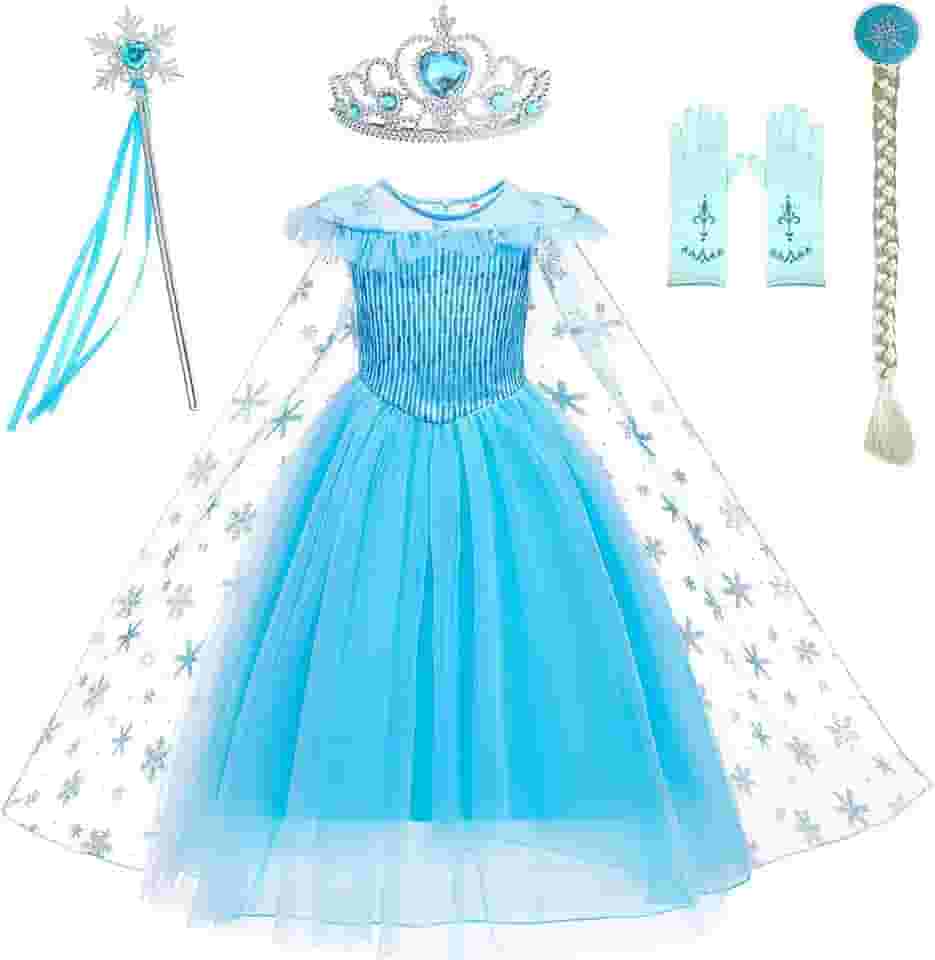 GZ-LAOPAITOU Vestido Elsa Frozen Elsa para meninas, roupas de fantasia de princesa para meninas