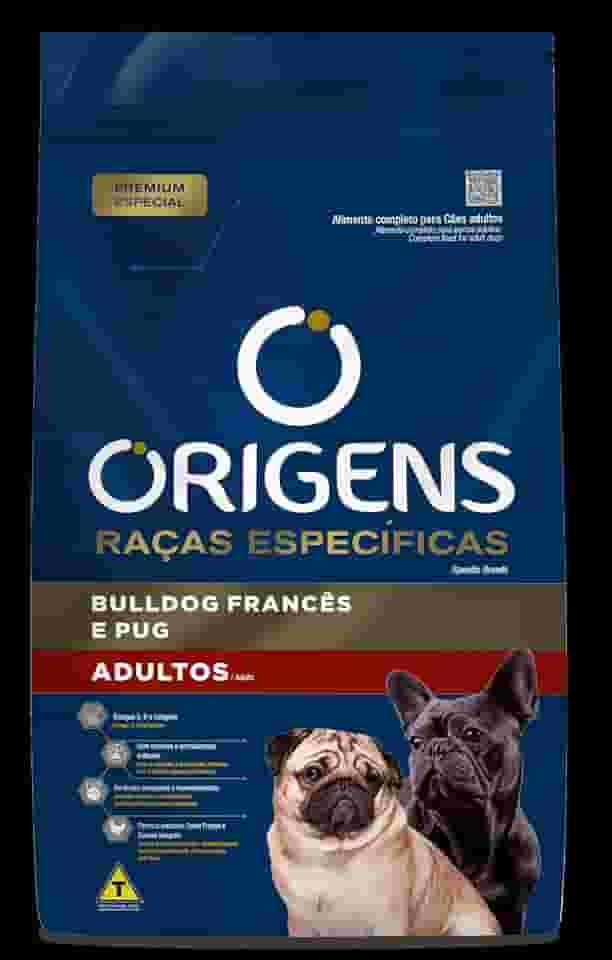 Origens Ração Seca Para Cães Adultos Raças Específicas Buldog Francês e Pug Sabor Frango 3Kg