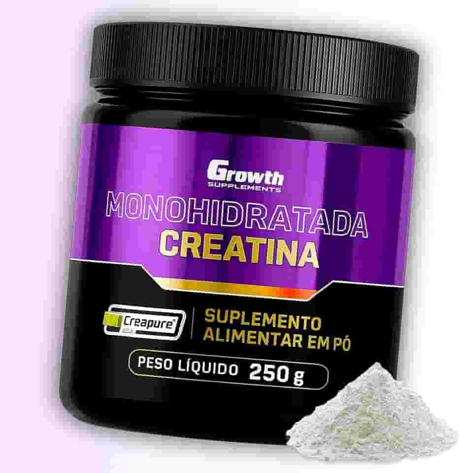 Creatina Creapure Growth Supplements 250g – Creatina Monohidratada Pura, Selo Creapure®, 3g por dose