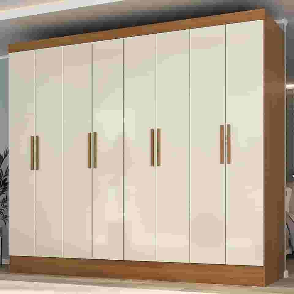 Guarda Roupa Casal 8 Portas 4 Gavetas Jatobá Yescasa Cinamomo/Off White