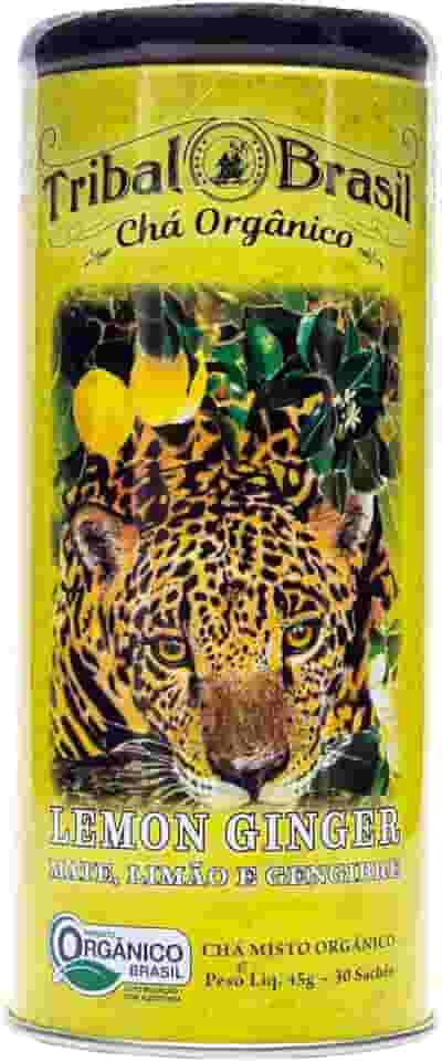 Erva Mate Lemon Ginger Orgänica Lata C/ 30 Sachês De 1,5g Tribal Brasil