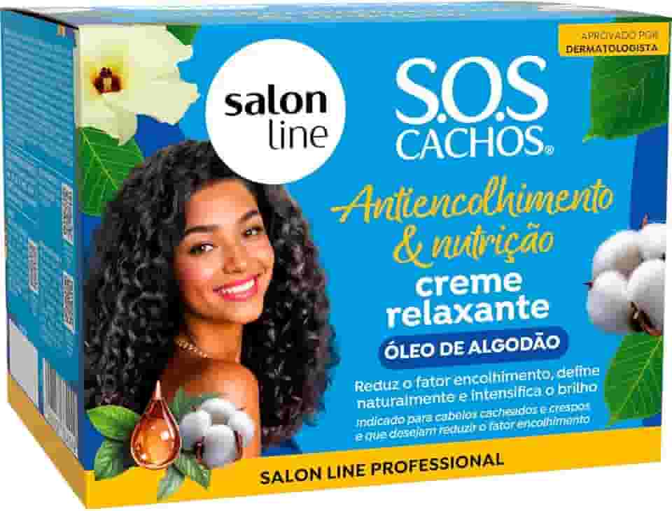 Salon Line S.O.S Cachos Creme Relaxante Antiencolhimento e Nutrição com Óleo de Algodão, 200g