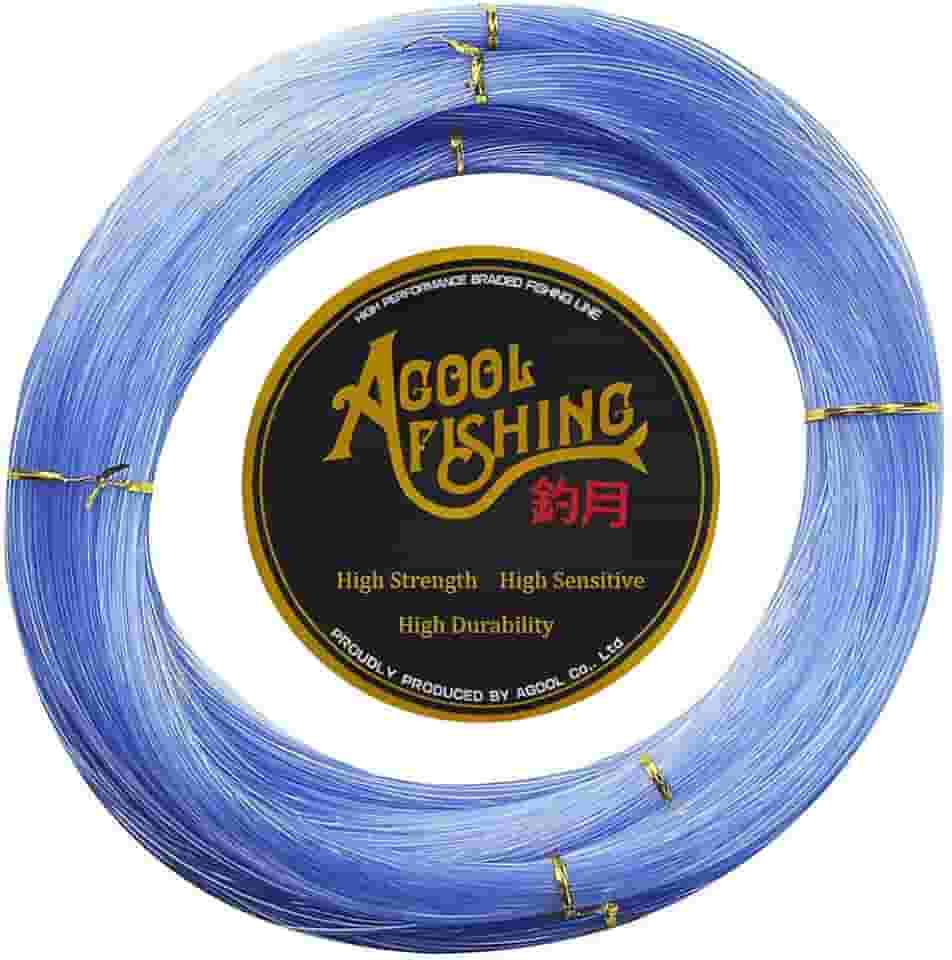 Linha de pesca de monofilamento AGOOL super potente sem memória linha de pesca de nylon linha de pistola de lança forte e resistente à abrasão em água doce água salgada 500 m / 547 m (azul, 0,4 mm - 23,2 lbs)