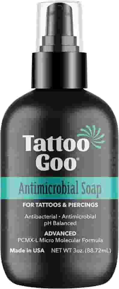 Tattoo Goo Sabonete De Limpeza Profunda, Cuidados Posteriores Desinfetantes Para Tatuagens E Piercings - Azeite Hidratante, Sem Álcool E Sem Fragrâncias - 3 Onças