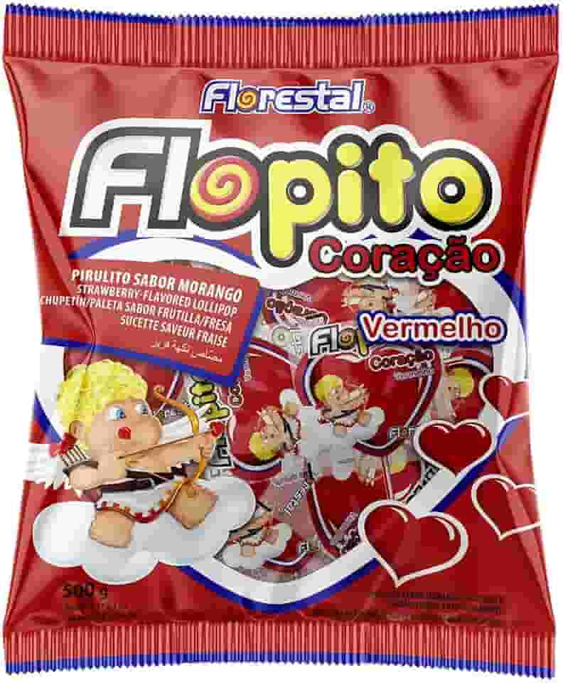 Pirulito Coração Vermelho Flopito 500gr - Florestal