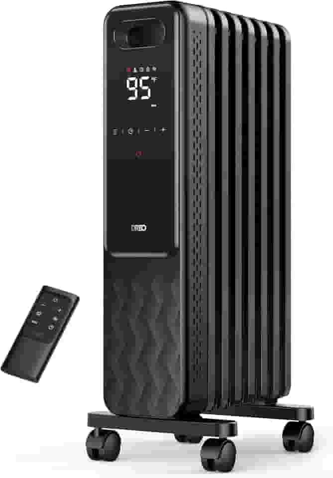 Dreo - Radiador com enchimento de óleo de 1500 W, aquecedores radiantes elétricos para uso interno, sala grande com controlo remoto, bloqueio para crianças, 4 modos, proteção contra