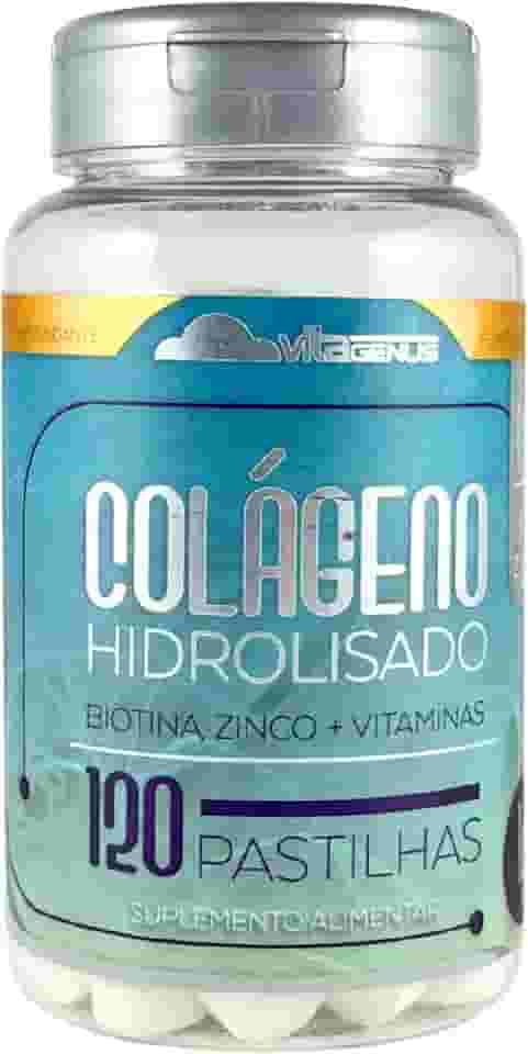 Colageno Hidrolisado 120 Comprimidos Colageno com Vitamina C Sem Gluten e Sem Lactose VitaGenus