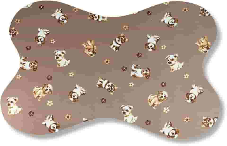 Tapete Pet Osso 60x40 Antiderrapante Para Cachorro e Gato – Tapetinho Para Comedouro e Bebedouro, Higiênico, Fácil de Limpar (Marrom Dog, 60X40)