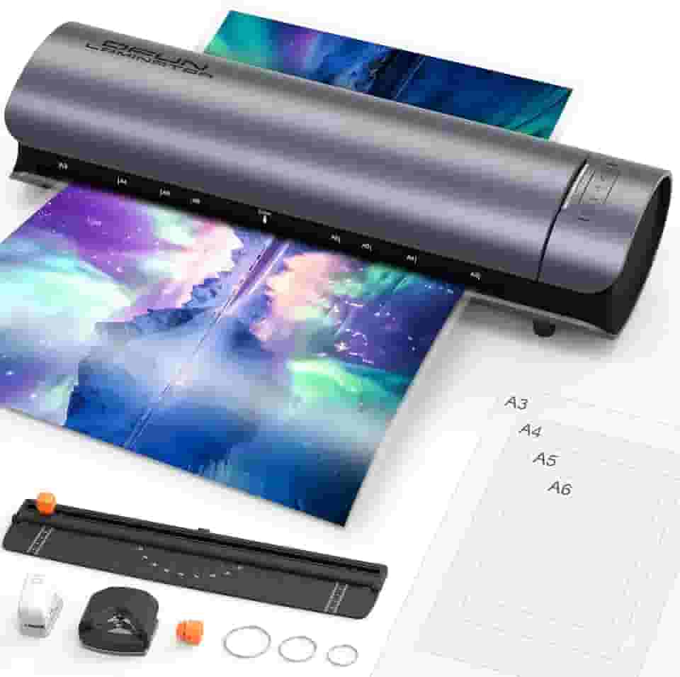 Plastificadora e Laminadora SL999 9 em 1 A3 Profissional 220V, Cinza, Com Corte, Cantos Arredondados, Encadernação e Modo Frio/Quente, Emplastificadora com Antiatolamento e Desligamento Automático