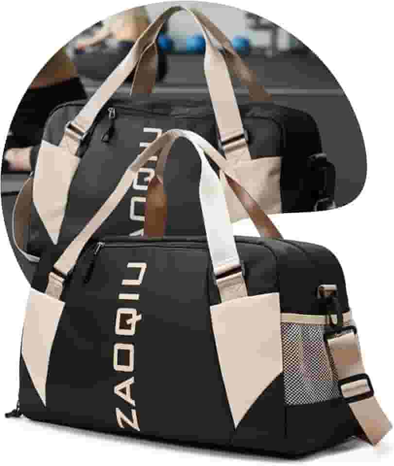 Bolsa de Viagem e Academia Mala de Mão com Área Molhada Compartimento para Tênis Alça Ajustável Ideal para Avião Academia Praia e Fim de Semana (Preta)