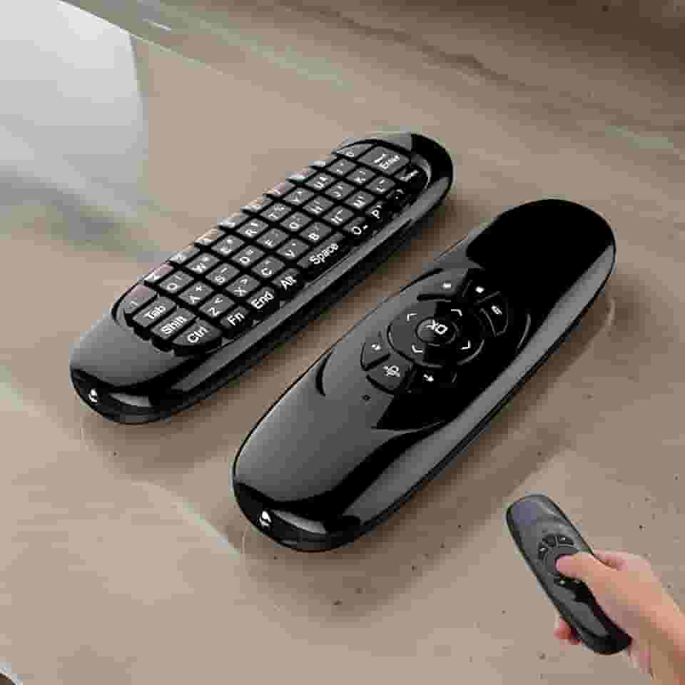 Controle Remoto Com Mini Teclado Universal, Wireless, Bateria Recarregável, Ideal Para Smart TVs e Multimídia, Compatível Com Todos Os Sistemas, Marca VARENZIA