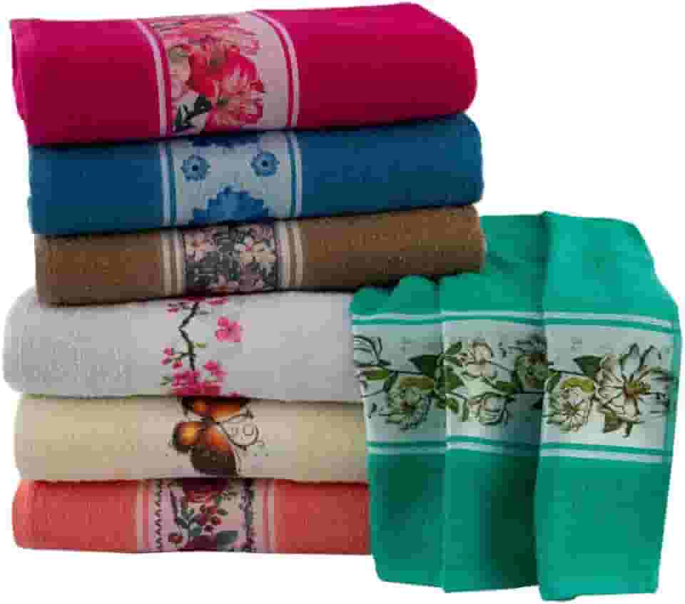 Kit de 5 Toalhas de Rosto Transfer em Algodão Macio, Cores Sortidas, Secagem Rápida