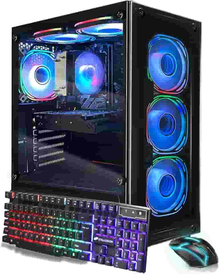 STGAubron Computador desktop para jogos, AMD Ryzen 5 5500 até 4,2GHz, GeForce RTX 3050 6G, 32G DDR4, 1T SSD, WiFi 6 5G e BT 5.2, RGB Fan x6, Windows 11 Home