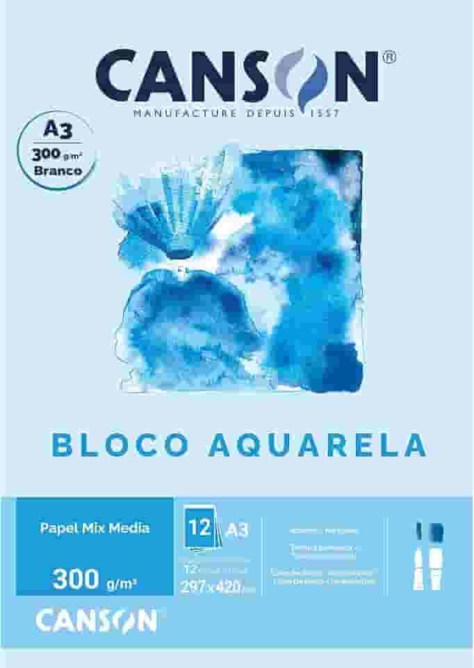 Bloco aquarela A3 300g com 12 folhas Canson