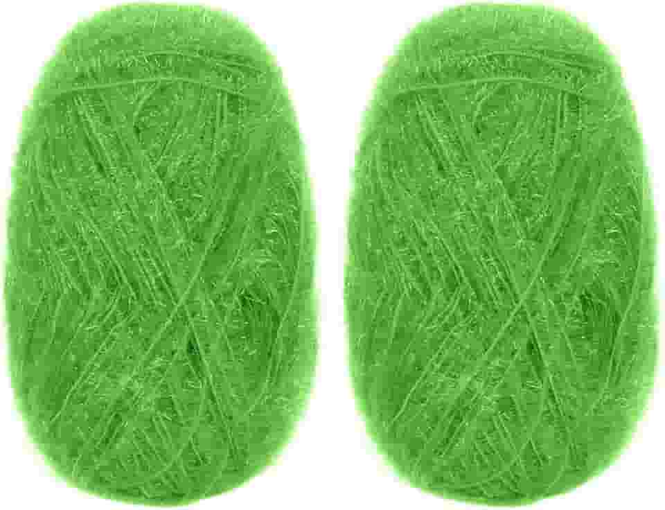 CAMAL Fio de poliéster para panos de prato para suprimentos de crochê, fio de tricô colorido brilhante para panos de prato, artesanato DIY, 2 pacotes 109 jardas por novelo (verde)