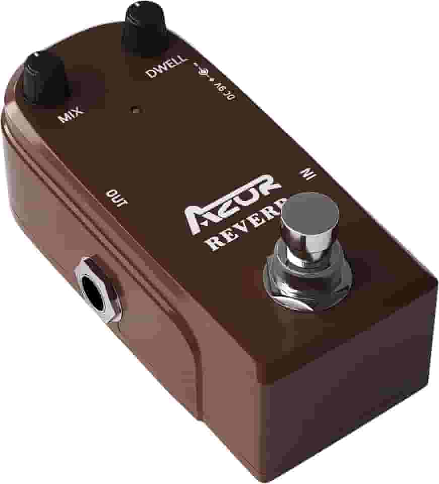 AZOR Pedal de efeito de guitarra AP311 Spring Reverb com capa de liga de alumínio True Bypass