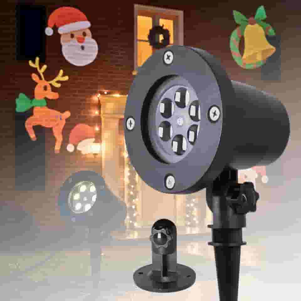 Projetor Led Natal Desenhos Natalino Espeto Jardim F01