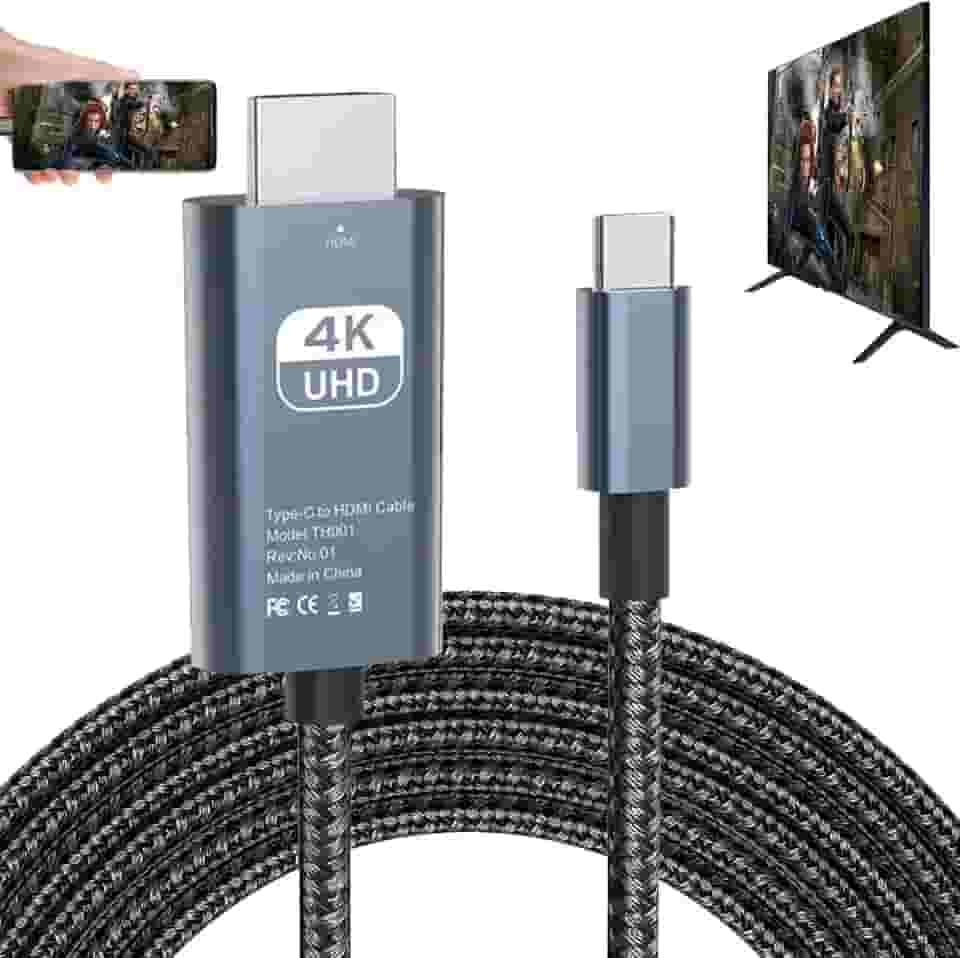 Cabo adaptador HDMI USB tipo C MHL trançado 4K HD conversor de vídeo HDTV para espelhamento para projetor, monitor, TV, compatível com laptop HP, MacBook, Samsung Note 9, 20 Plus, Galaxy S20, S21,