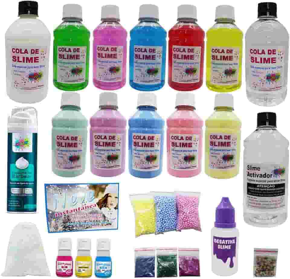 Kit Completo Para Fazer Slime Colas Clear Coloridas