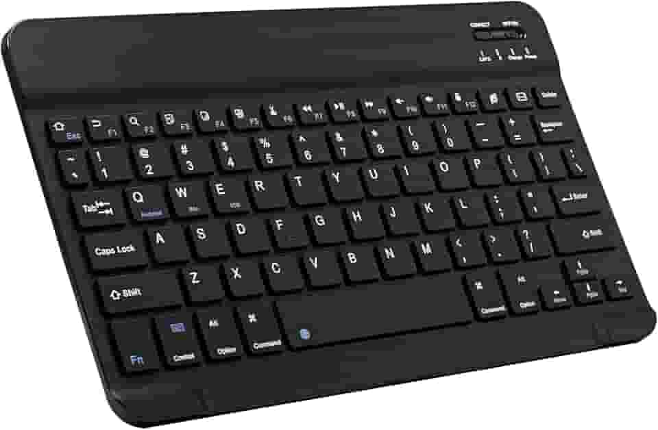 Mini teclado Bluetooth ultrafino portátil recarregável para Apple iPad, iPhone, Samsung, tablet, smartphone, iPadOS, iOS, Android (10 polegadas preto)