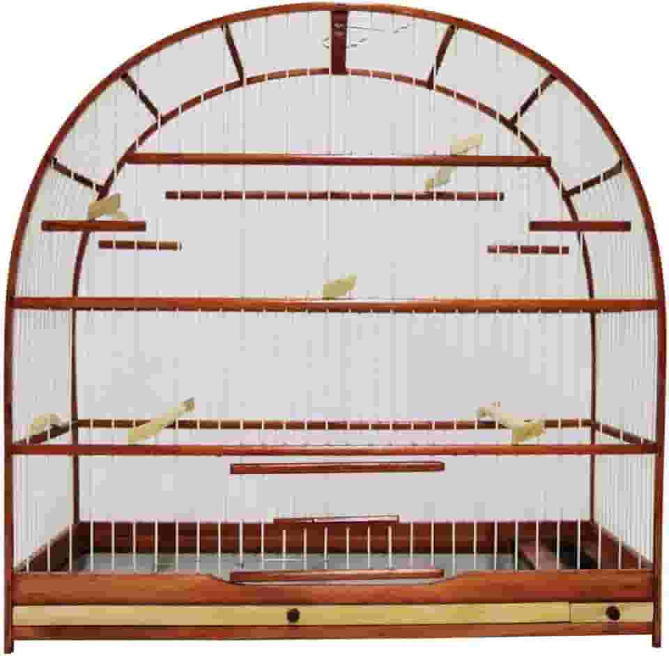 Gaiola Passarinho Em Madeira - Pássaro Curió Mogno