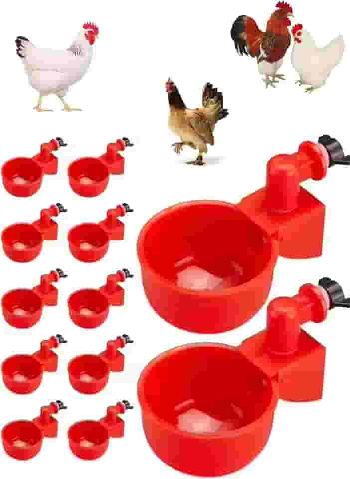 Kit 10 Bebedouro Para Aves Controle Automático Nível De Água Cor Vermelho para galinhas, pintinhos, patos, gansos, perus e coelhos