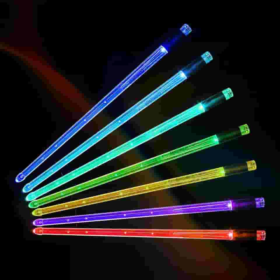 Baquetas de bateria iluminadas, 15 baquetas de bateria que mudam de cor, baquetas eletrônicas personalizadas 5A