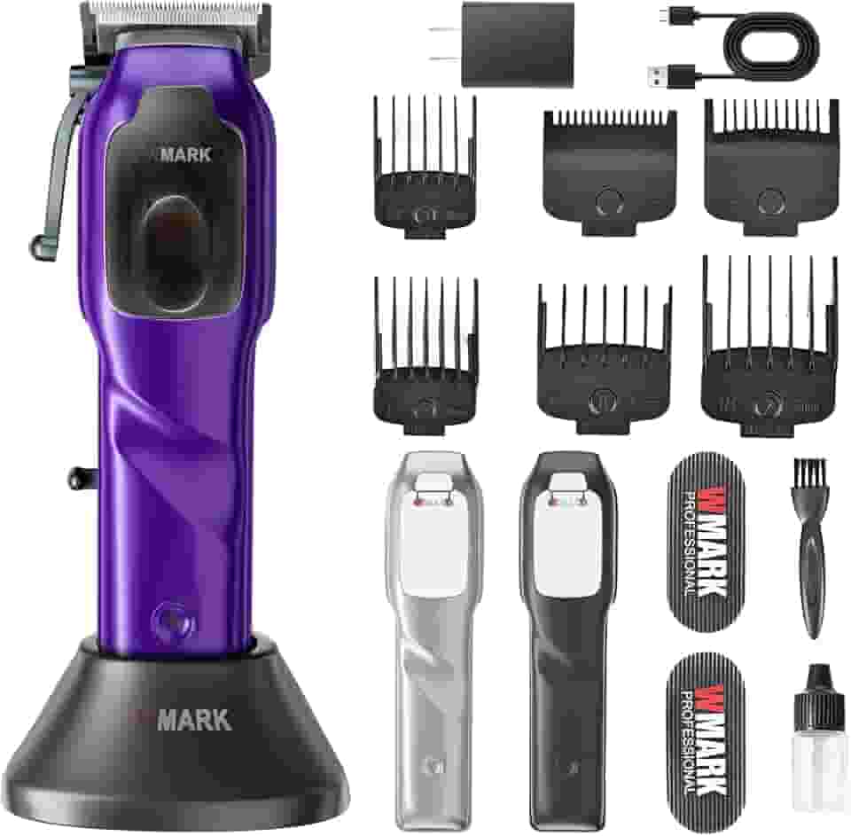 WMARK 2023 NG-9003 Máquina de cortar cabelo profissional de alta velocidade com microchip, motor magnético 10000 RPM 9V com suporte de carga (NG-9003 roxo)