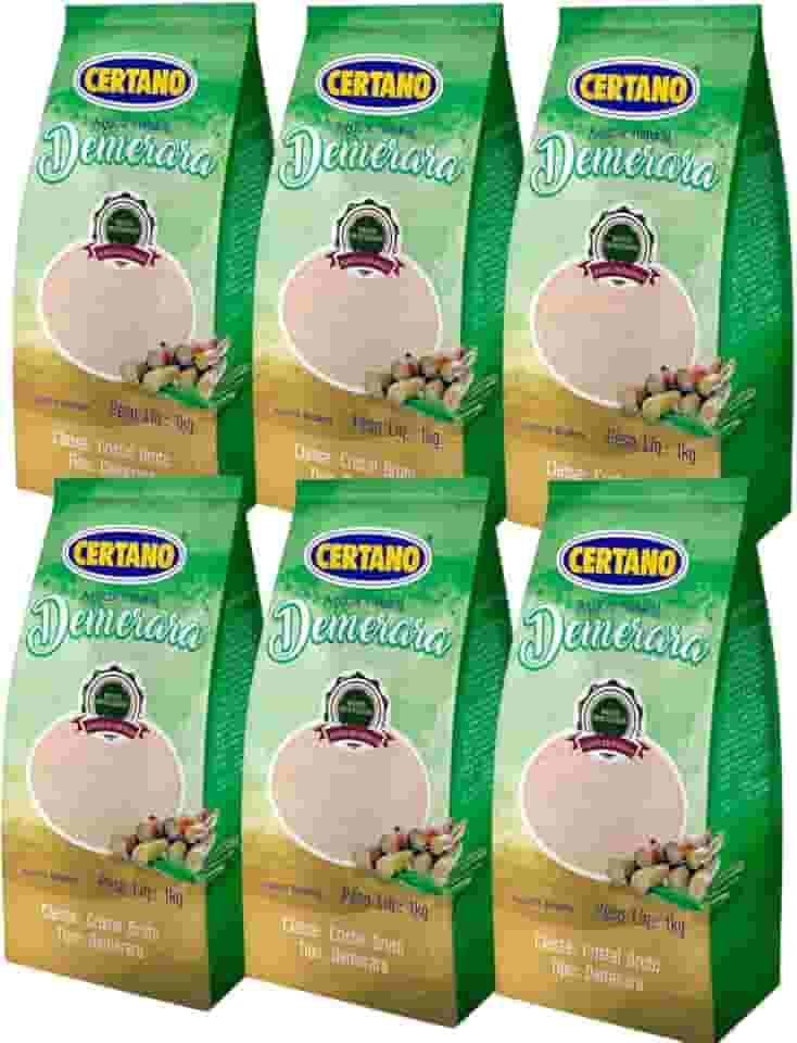 Kit 6 Pacotes Açucar Demerara Pacote 1kg Cada Certano Produto Menos Processado
