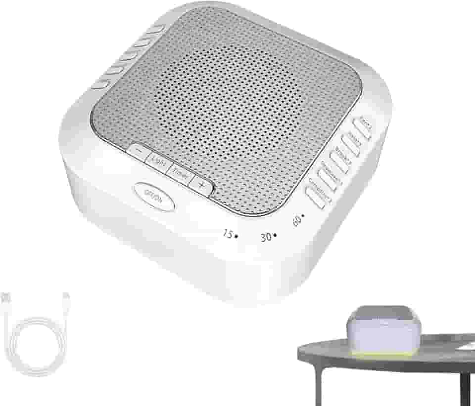 Máquina de Ruído Branco Portátil com 28 Sons Relaxantes - Recarregável USB, Temporizador para Dormir + Luz Noturna Suave - Ideal para Bebês, Crianças e Adultos
