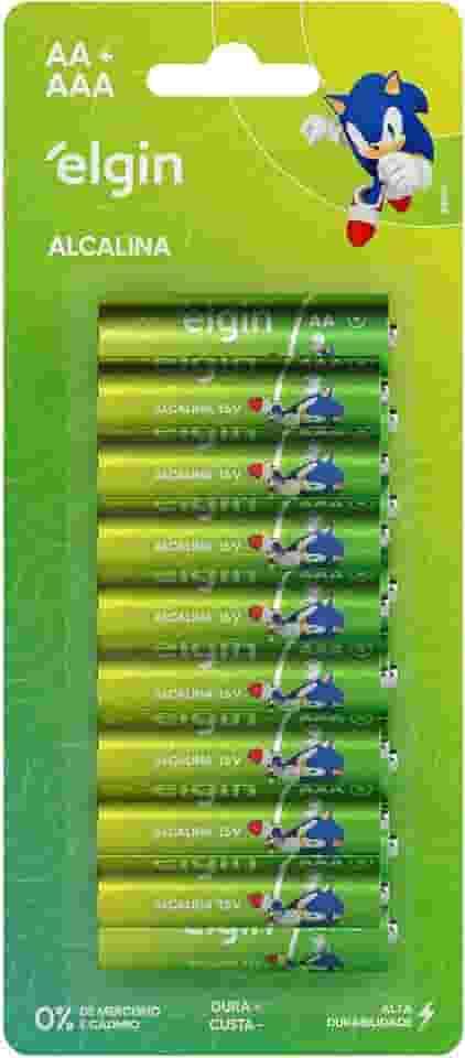 Pilha Alcalina Elgin blister com 8 unid AA e 8 Unidades AAA
