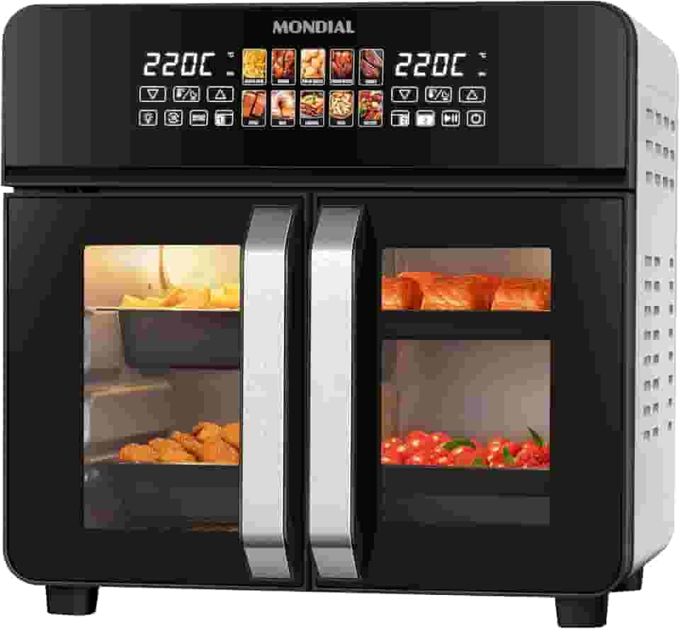 MONDIAL Air Fryer Forno 25L French Door, Preto/Inox, 2200W, 220V - AFDO-25L-FD