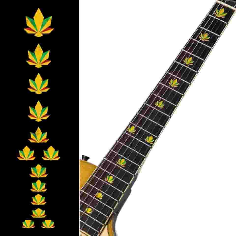 Marcadores de traste com adesivo incrustado para guitarras e baixo - 420 - cor rasta