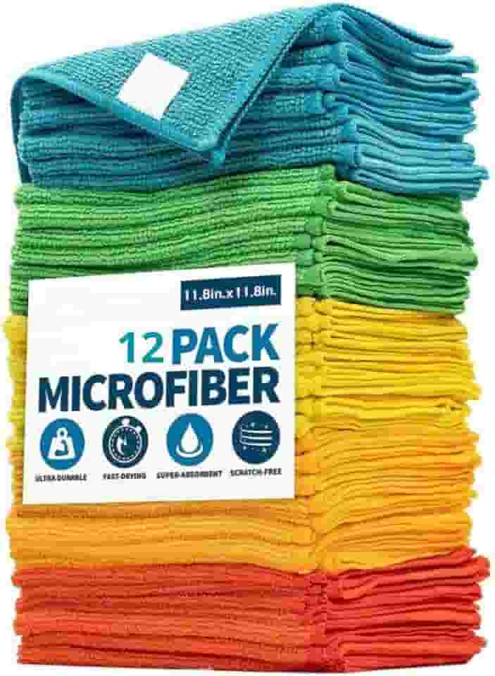 Kit 12 Pano Microfibra Flanela Multiuso 28x28 Não Arranha Macio e Absorvente Limpeza Profunda Automotivo Vidro Pia Uso Doméstico Anti-risco Premium FastJoy