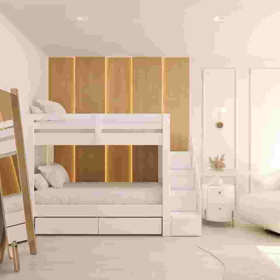 Beliche Solteiro Adulto com 2 Gavetões e 4 Nichos Star Plus Casatema Branco Perfect Wood