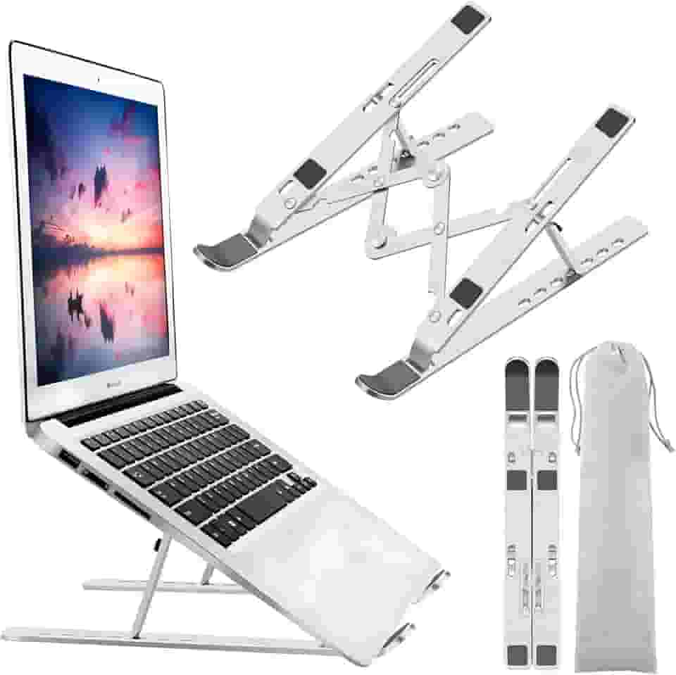 Suporte para laptop, suporte para laptop, suporte para computador Riser, suporte de notebook portátil dobrável de alumínio ajustável, compatível com MacBook Air Pro, HP, Lenovo, Dell,