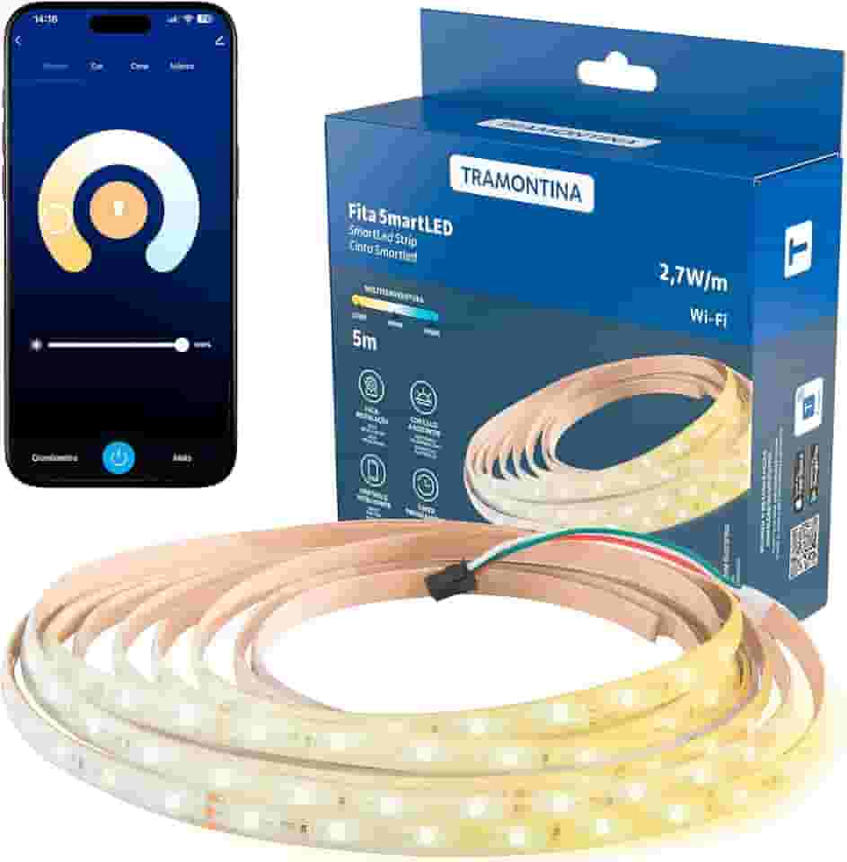 Tramontina Smart Fita LED ​Inteligente Multitemperaturas luz amarela e branca 5 Metros​ Bivolt - Compatível com Alexa​ e Google Home - Wi-Fi