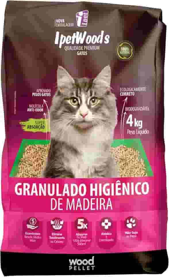 GRANULADO HIGIÊNICO DE MADEIRA IPET WOOD'S P/Gatos 4KG
